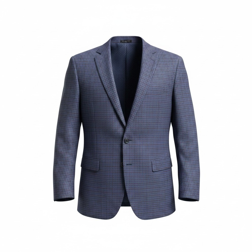 Shaquille O'Neal XLG Blue Burgundy Houndstooth Blazer Sport Coat Men's Size XLG
